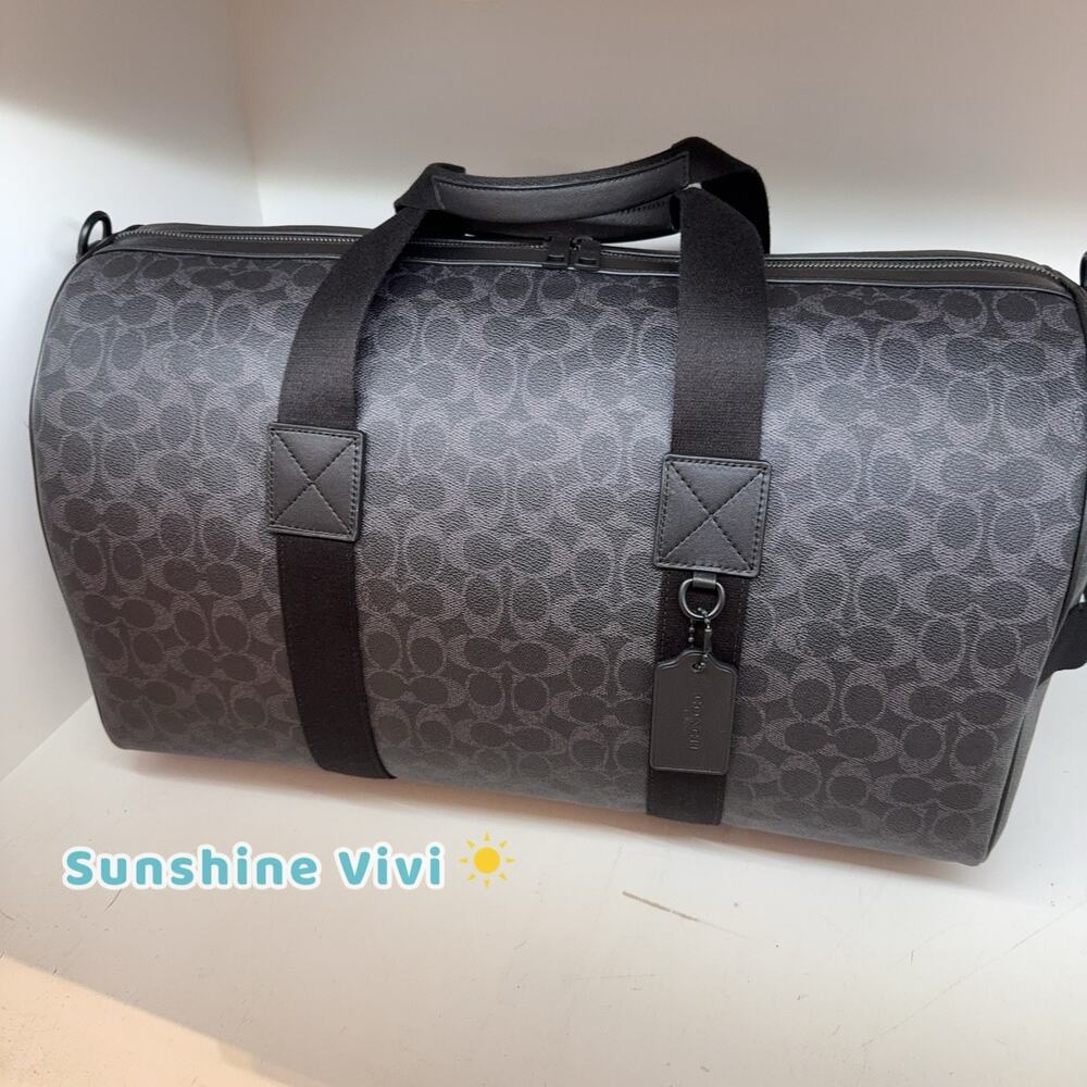 NWT Coach Explorer Duffle Bag 50 In Signature Canvas Black Signature Matte CFO61